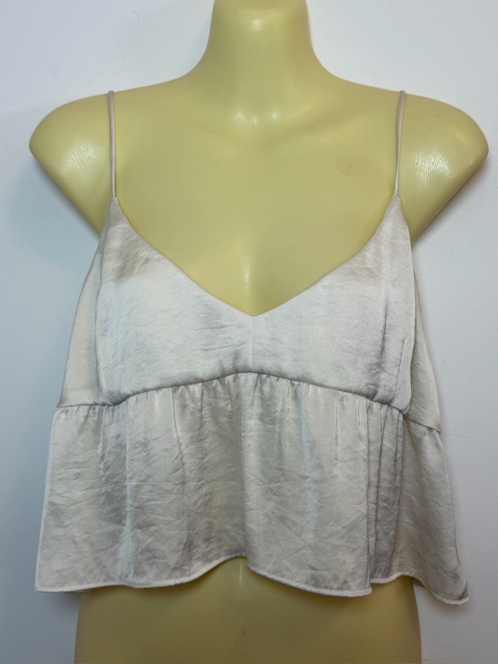 Wilfred Silky White Spaghetti Strap Peplum Cami